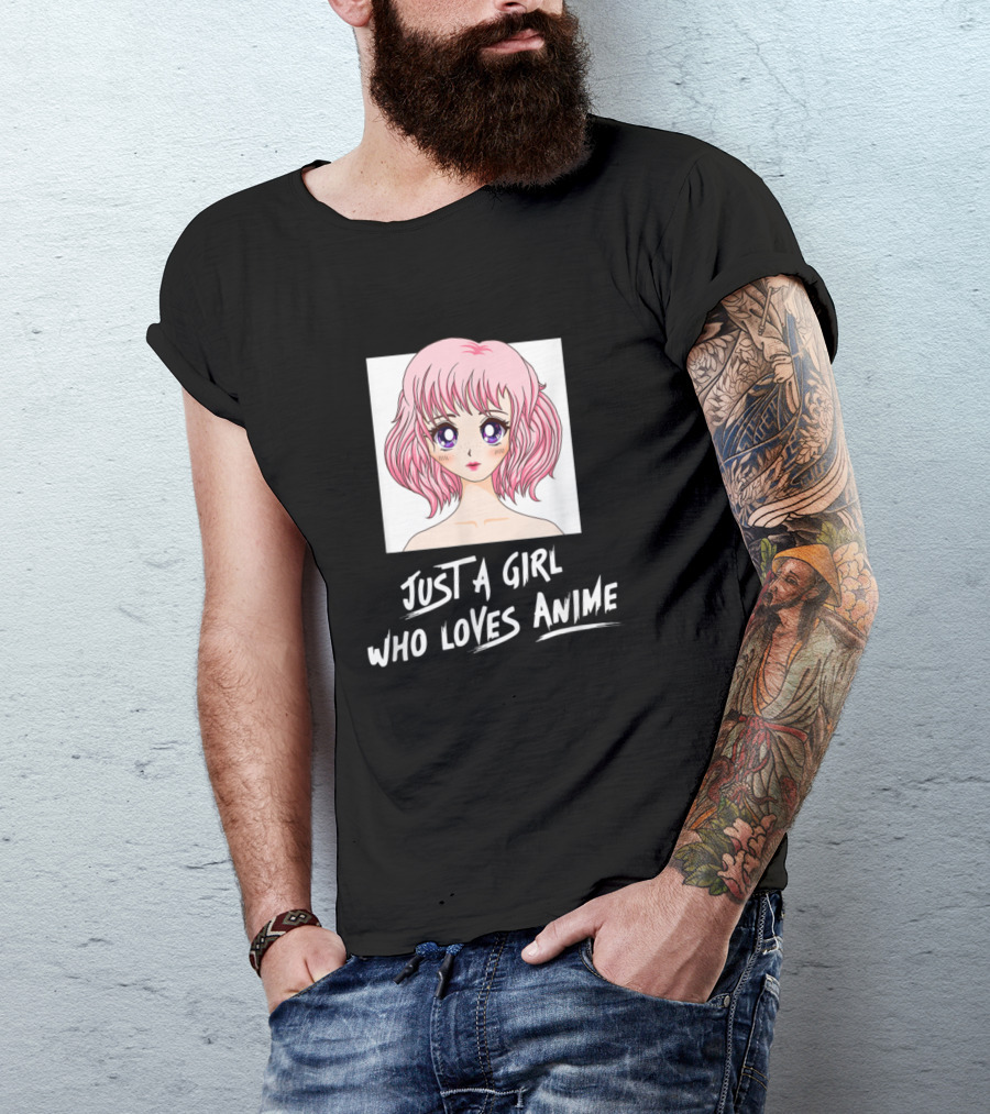 Just A Girl Who Loves Anime Pink Haired Kawaii T-Shirt