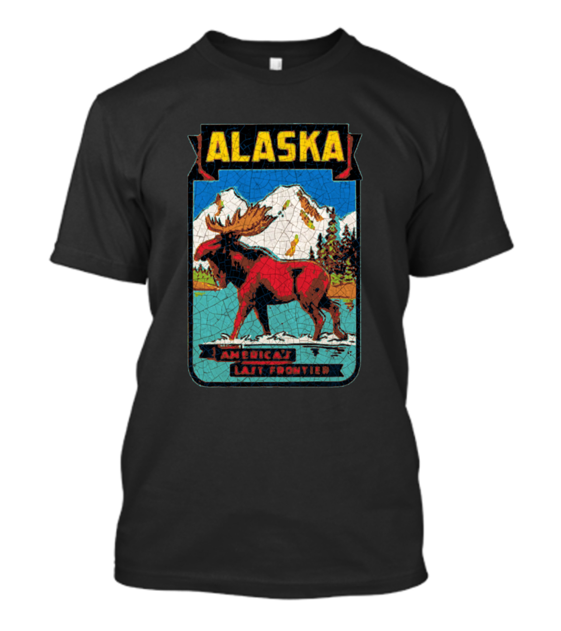 Alaska American Last Frontier Moose And Mountains T-Shirt