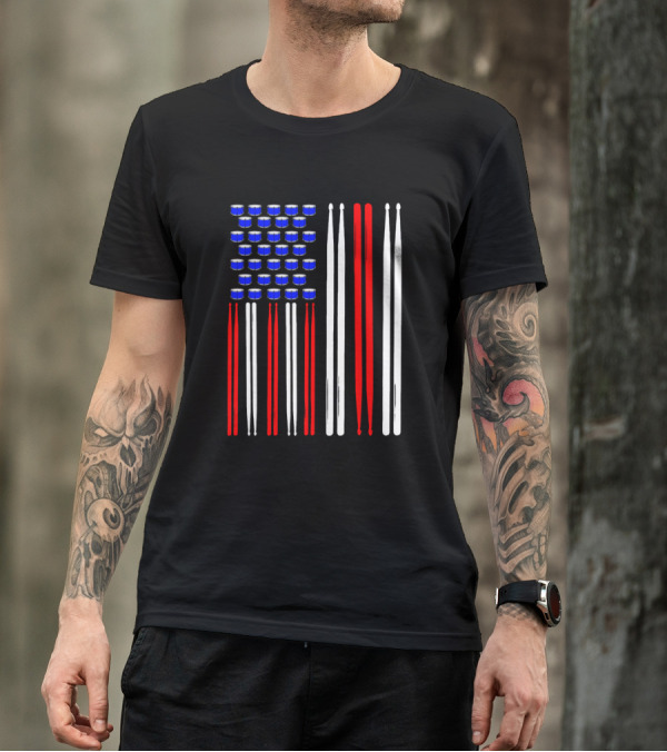 USA Drum Sticks Flag T-Shirt