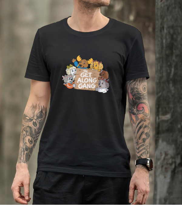 The Get Along Gang Cartoon Characters Holding Wooden Sign T-Shirt