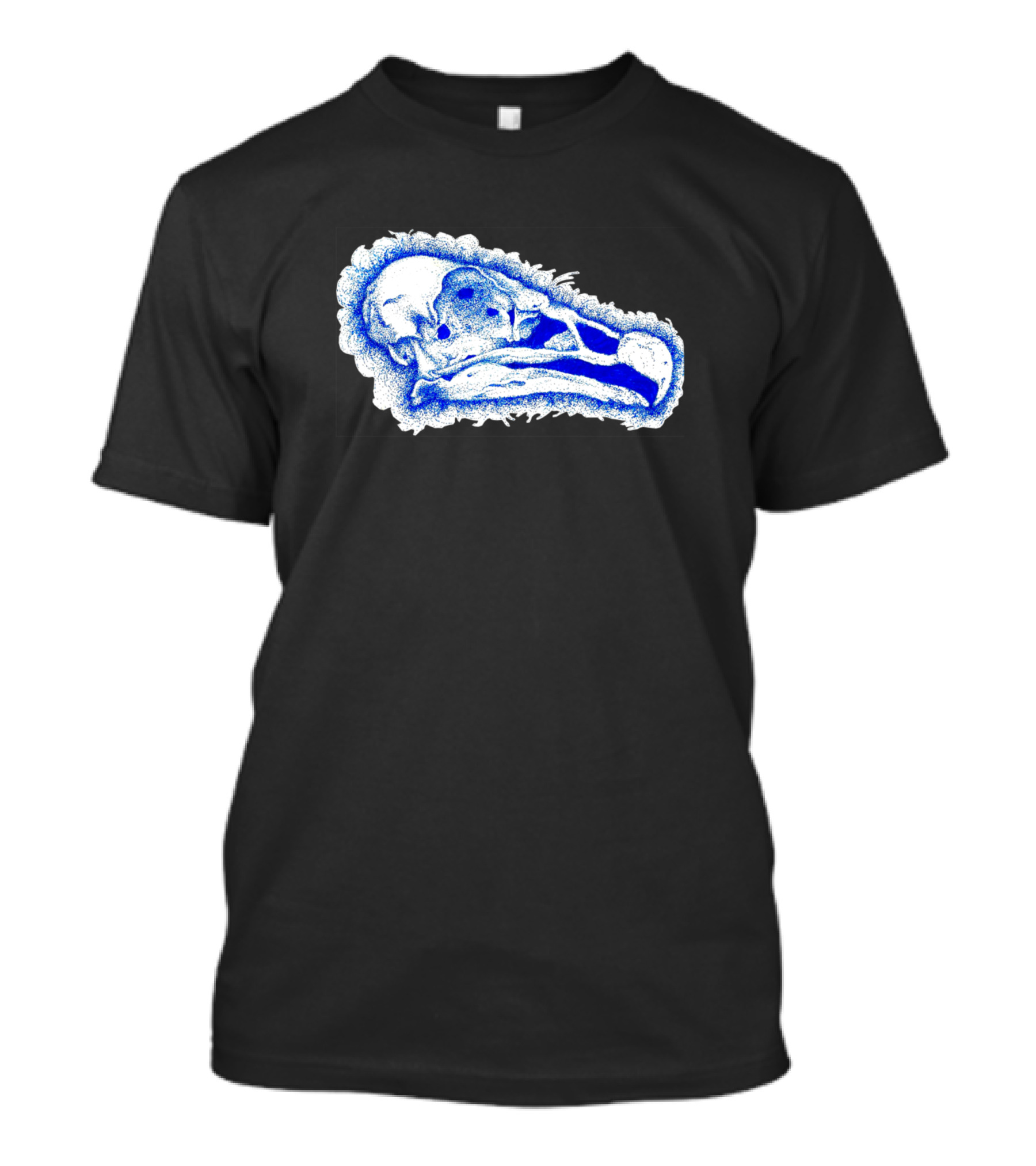 Turkey Vulture Skull Blue And White T-Shirt