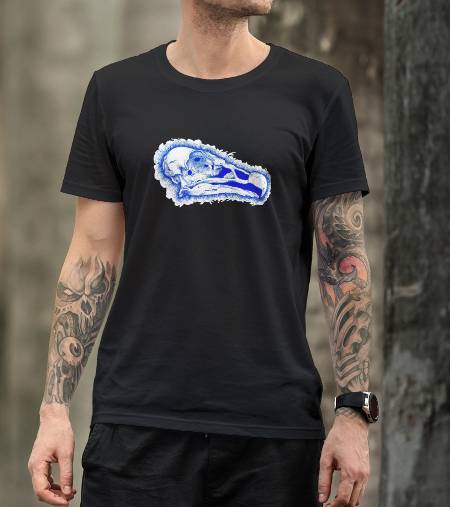 Turkey Vulture Skull Blue And White T-Shirt