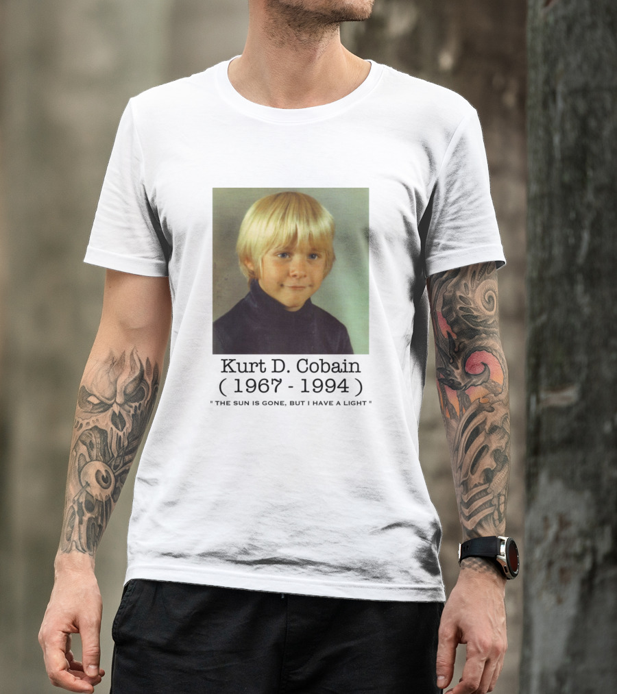 Kurt D. Cobain 1967-1994 Young School Picture The Sun Is Gone But I Have A Light T-Shirt