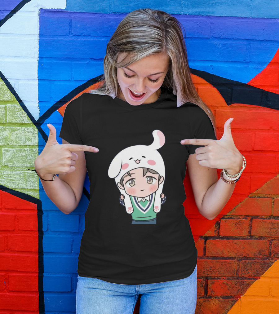 Jimin BTS Cute Cartoon Bunny Hat T-Shirt