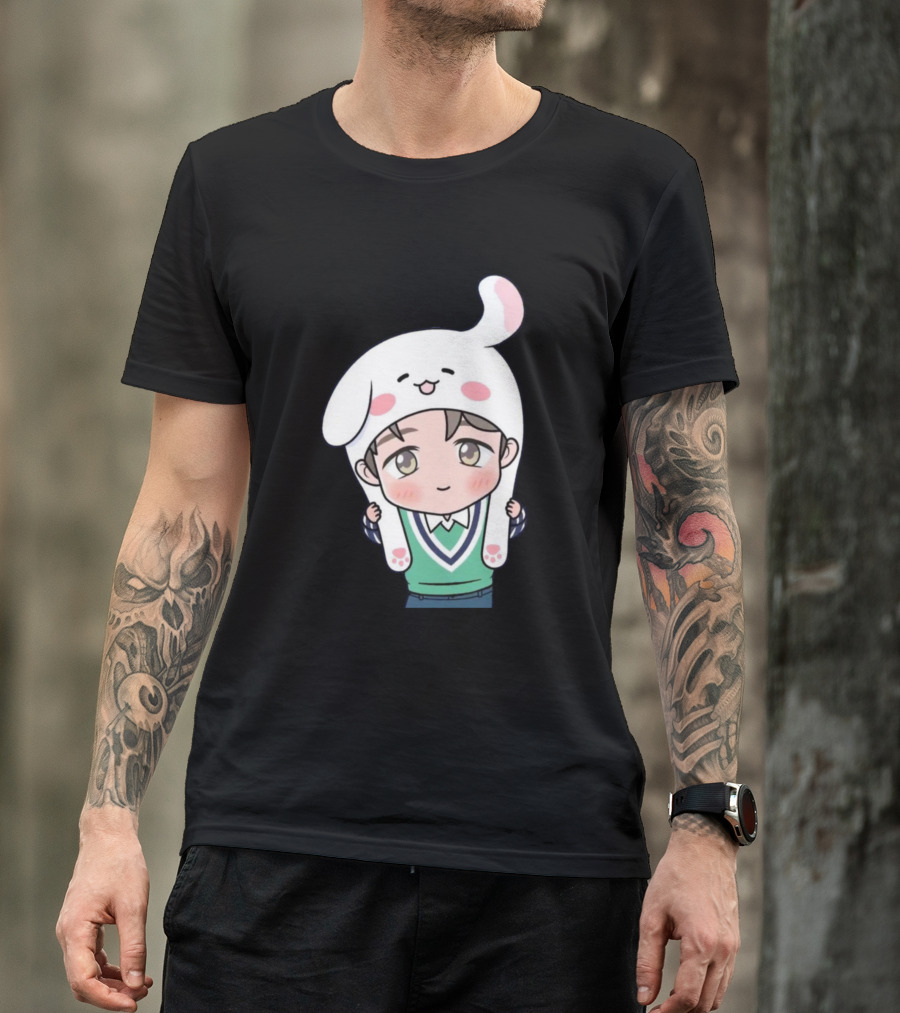 Jimin BTS Cute Cartoon Bunny Hat T-Shirt