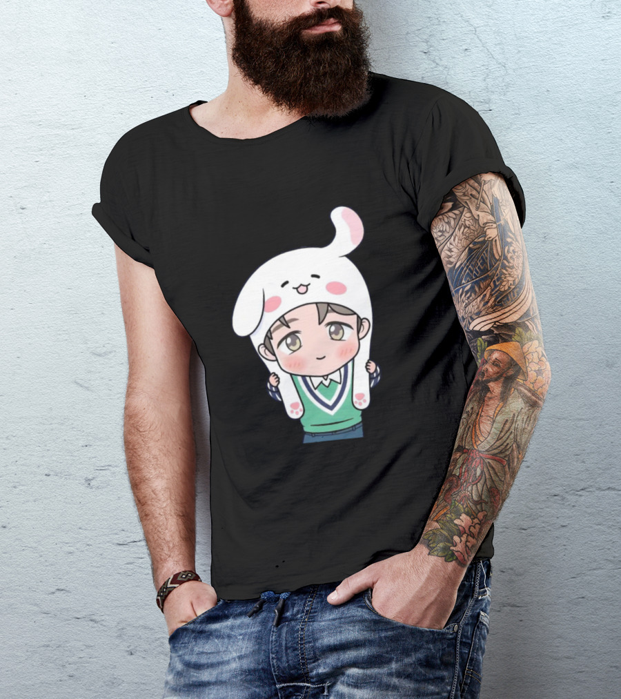 Jimin BTS Cute Cartoon Bunny Hat T-Shirt