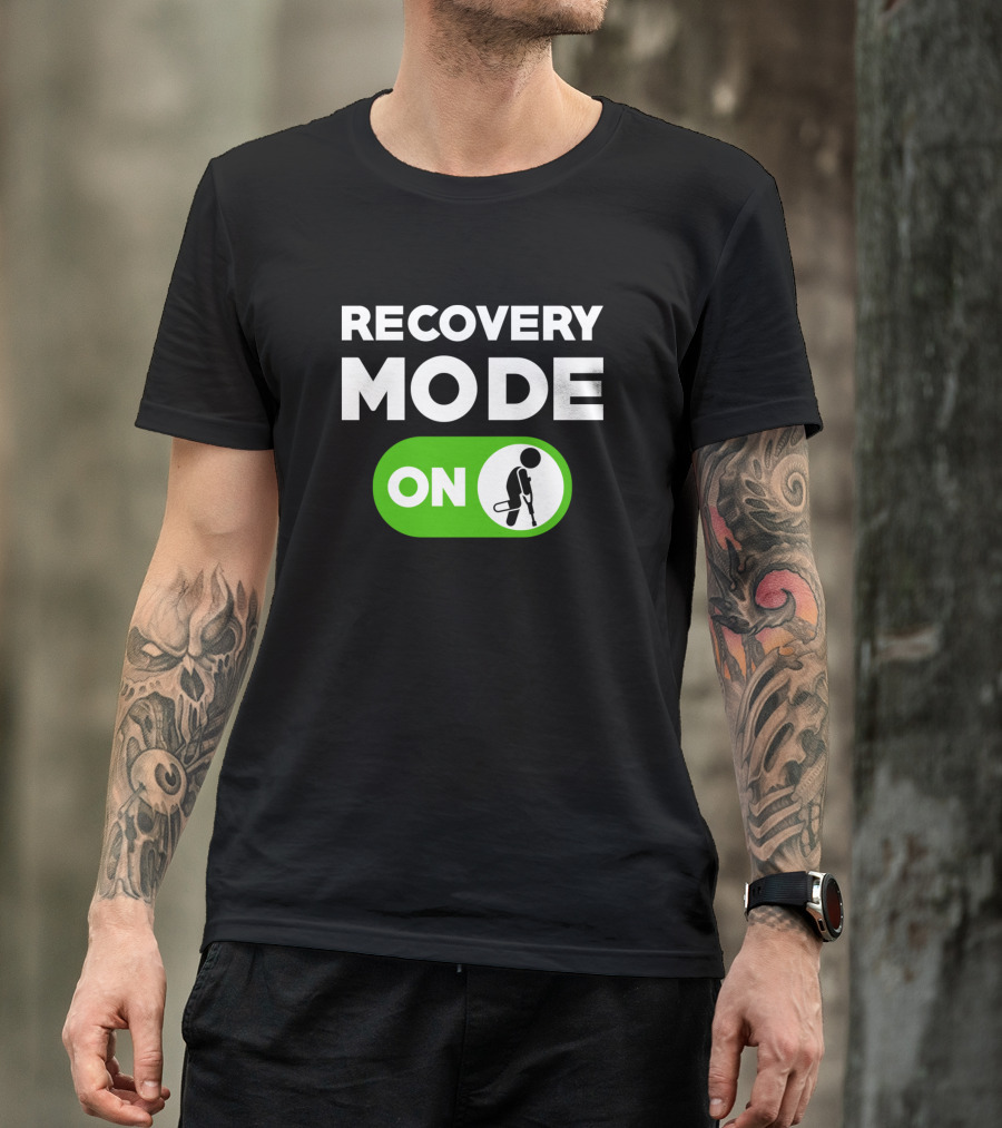Recovery Mode On Crutch Symbol Injury Leg T-Shirt