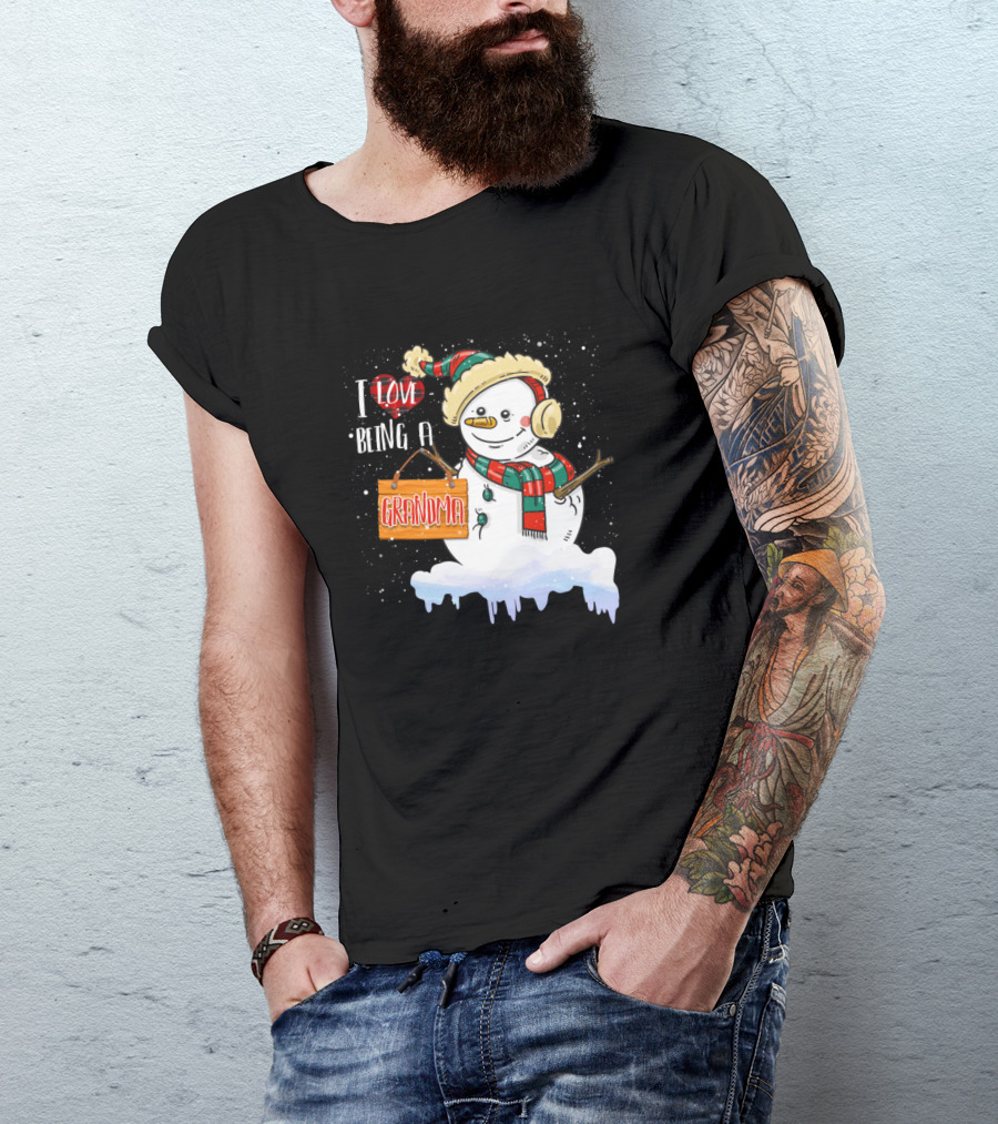 I Love Being A Grandma Snowman Family Winter Festive T-Shirt