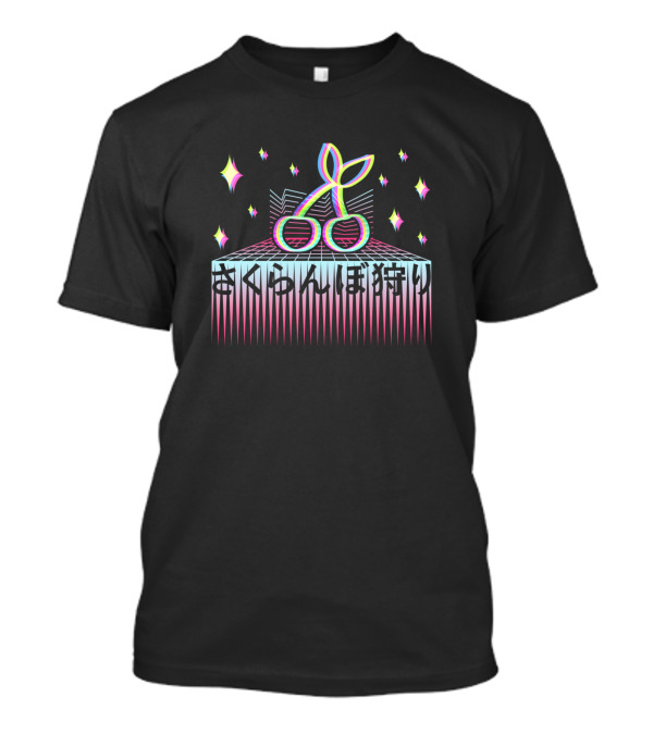 Japanese Cherrieswave Synthwave Aesthetic Neon Retro Futurism T-Shirt