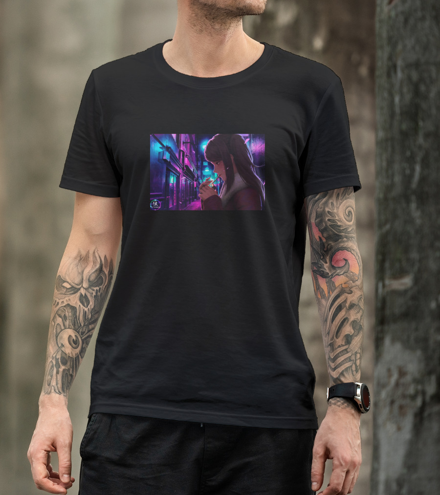 Light Up A Smoke Neon Alley Anime T-Shirt