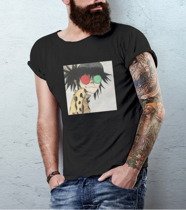 Gorillaz Noodle Red Green Glasses Spiky Hair Jacket T-Shirt