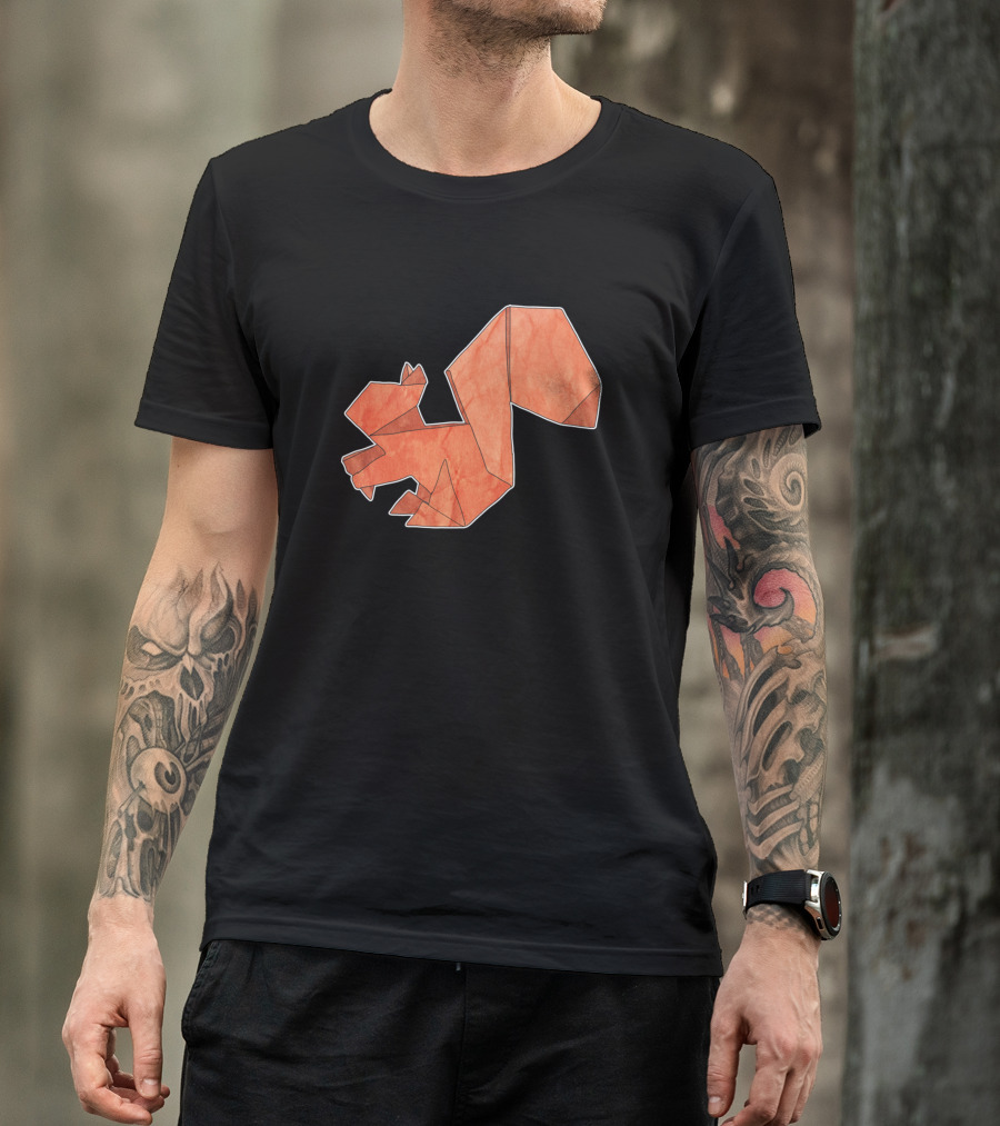 Origami Squirrel Geometric Folded Animal T-Shirt