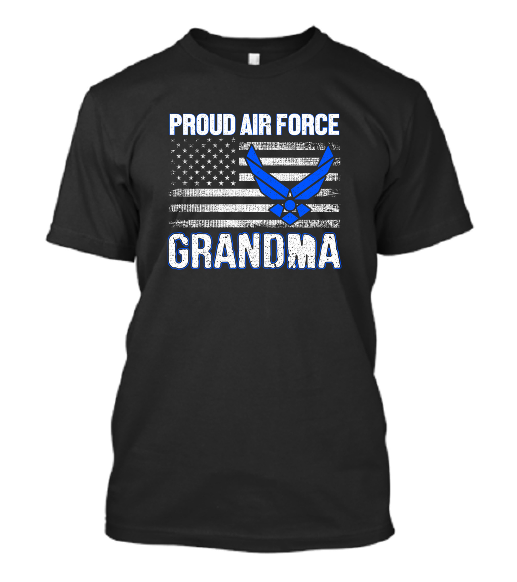 Proud Air Force Grandma American Flag Blue Emblem T-Shirt