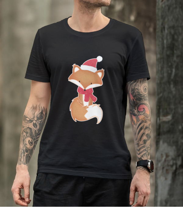 Weihnachtsfuchs Mit Rotem Schal Und Mütze T-Shirt