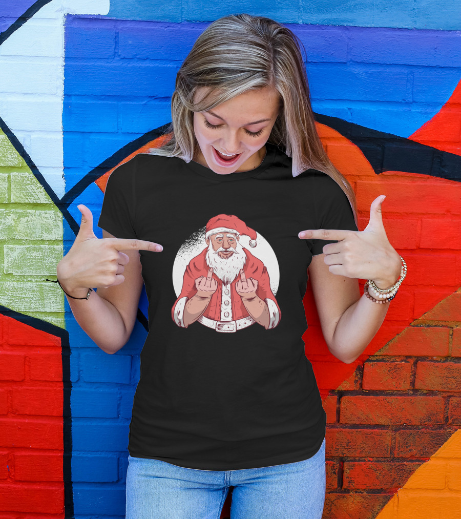 Santa Claus Middle Finger Humor T-Shirt