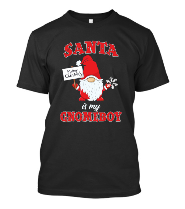 Santa Is My Gnomeboy Merry Christmas Funny Gnome Pun T-Shirt