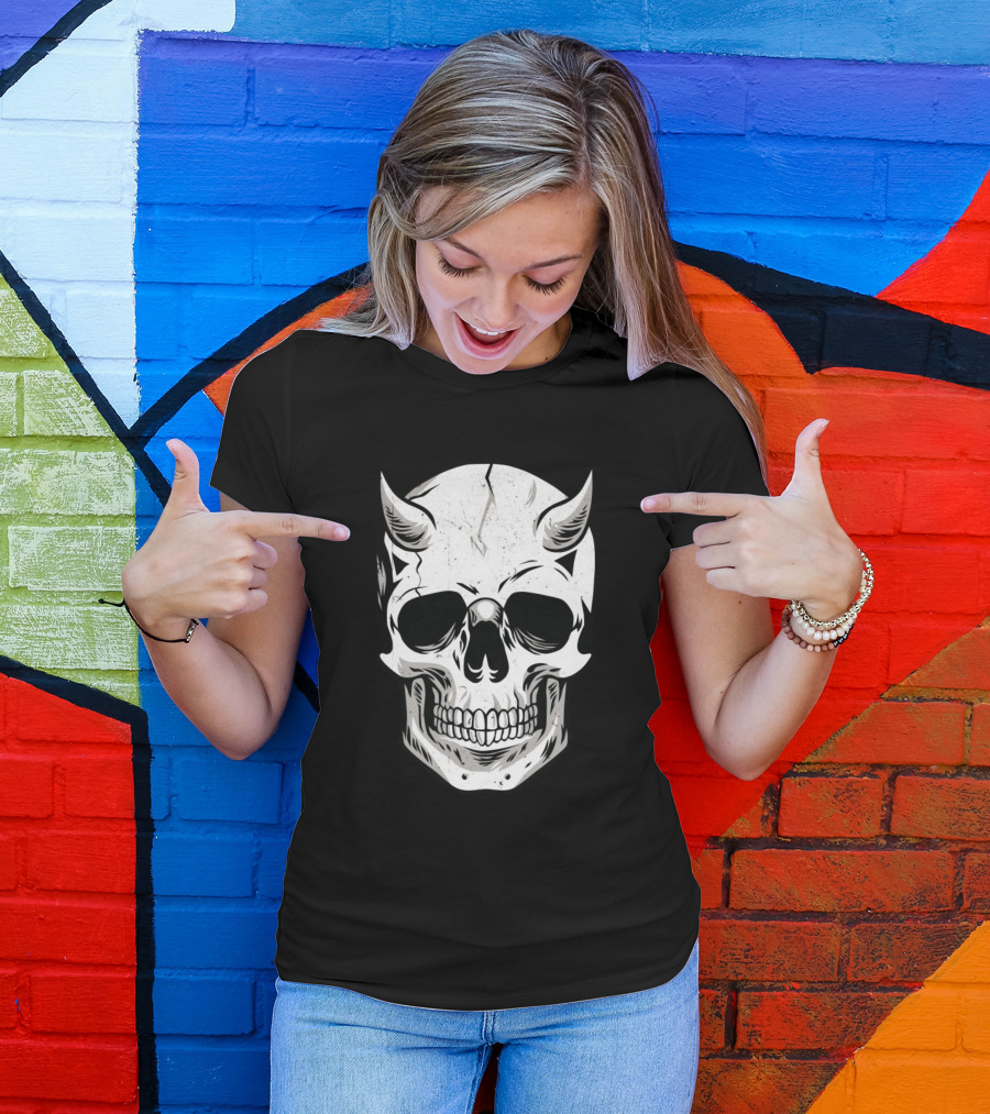The Skull With Horns Dark T-Shirt