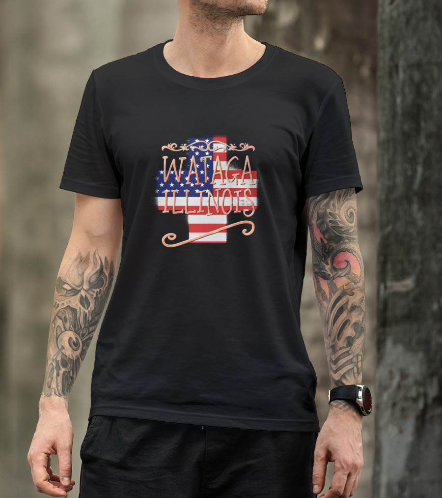 Wataga Illinois American Flag T-Shirt