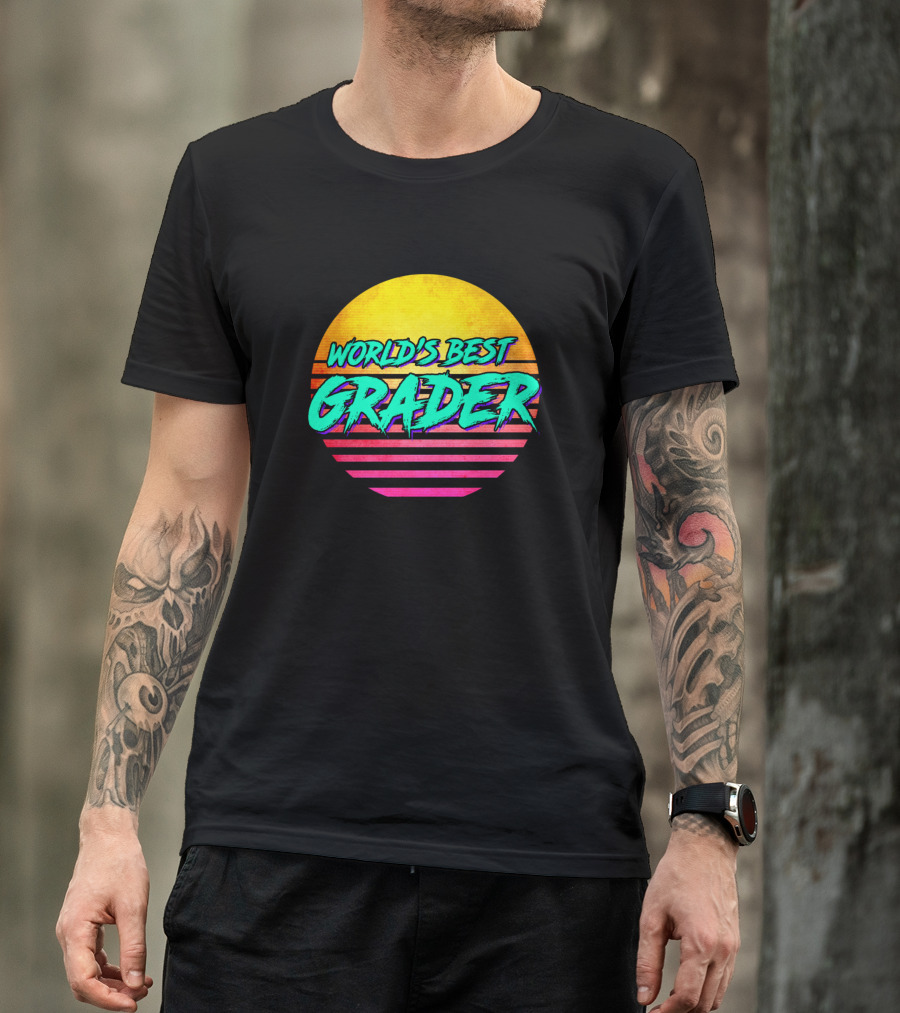 World's Best Grader Retro Sunset T-Shirt