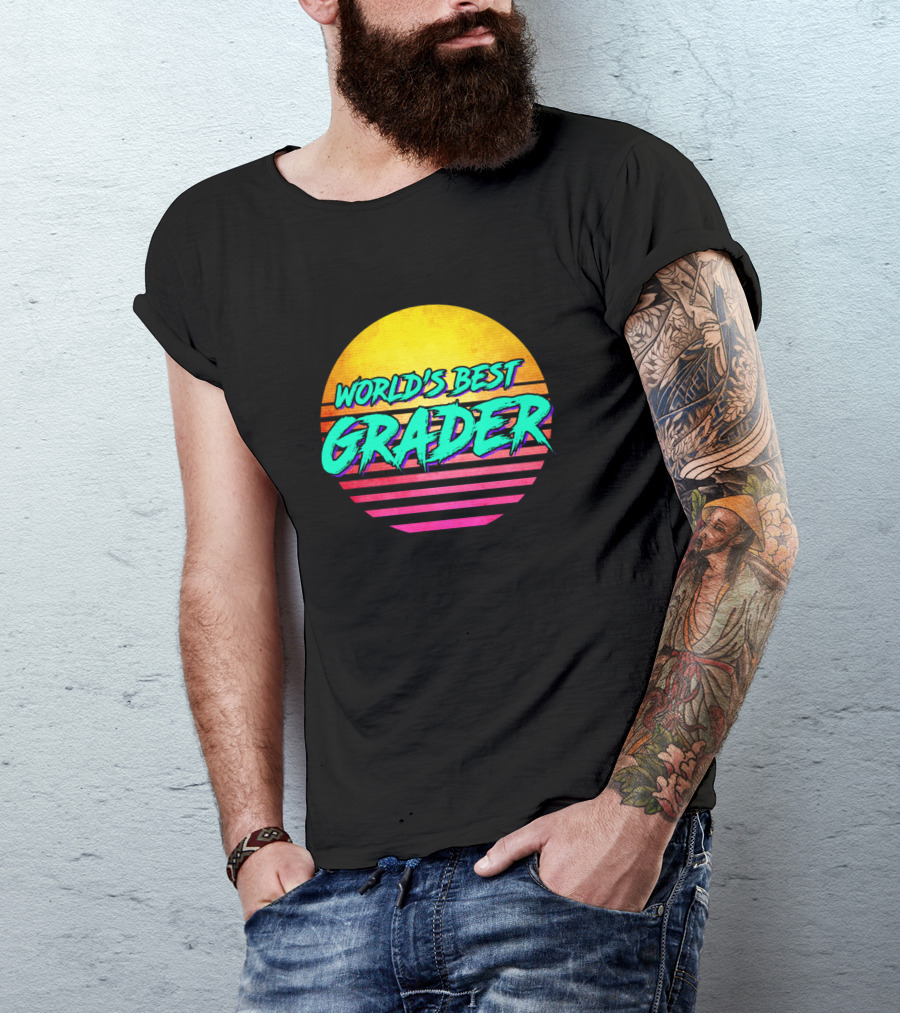 World's Best Grader Retro Sunset T-Shirt