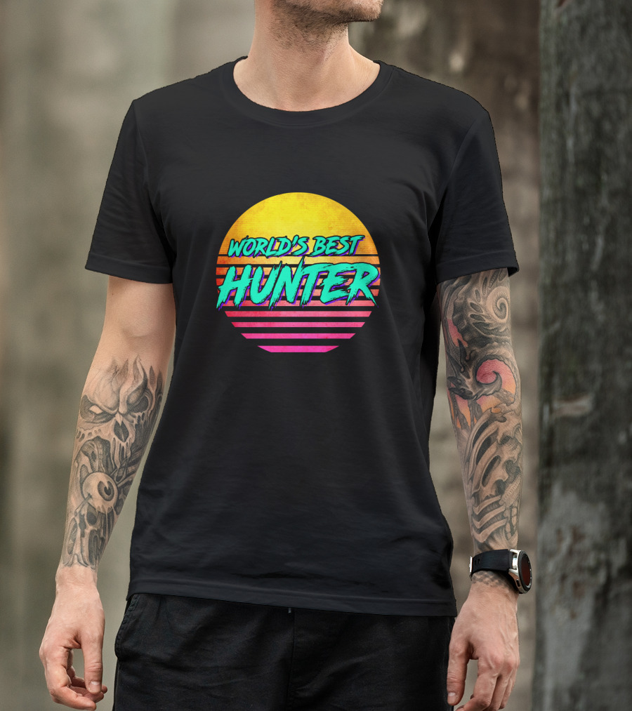 World's Best Hunter Retro Sunset T-Shirt