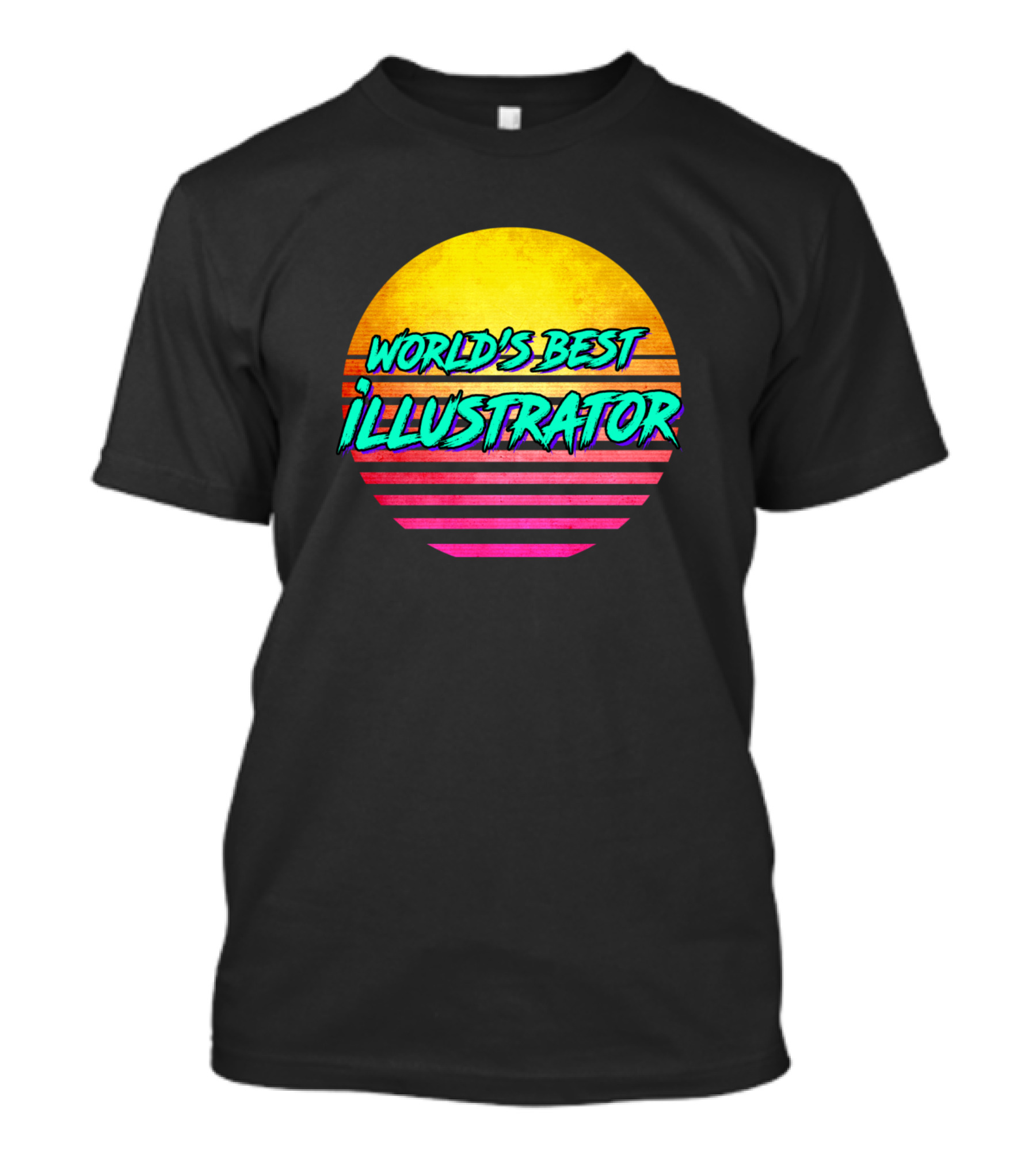 World's Best Illustrator Retro Sunset T-Shirt