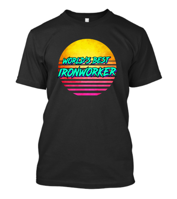 World's Best Ironworker Retro Sunset Stripes T-Shirt