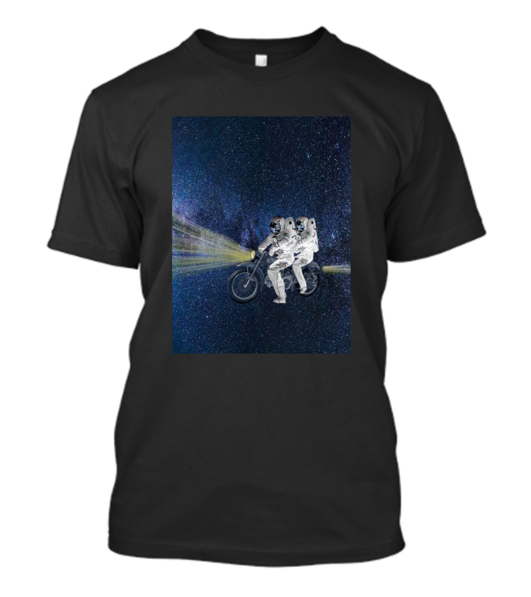 Astronauts Riding Through The Cosmos On A Motorcycle Journey T-Shirt