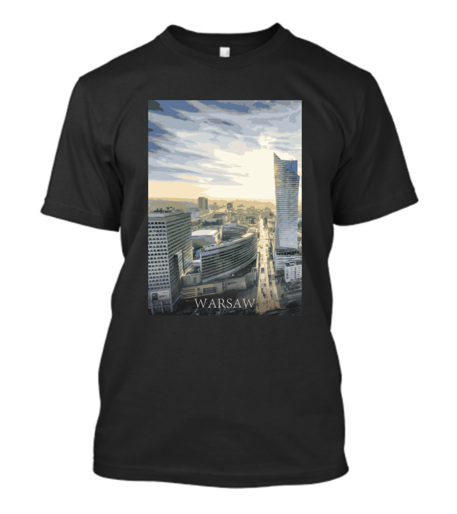 Warsaw Cityscape Skyline With Modern Architecture T-Shirt