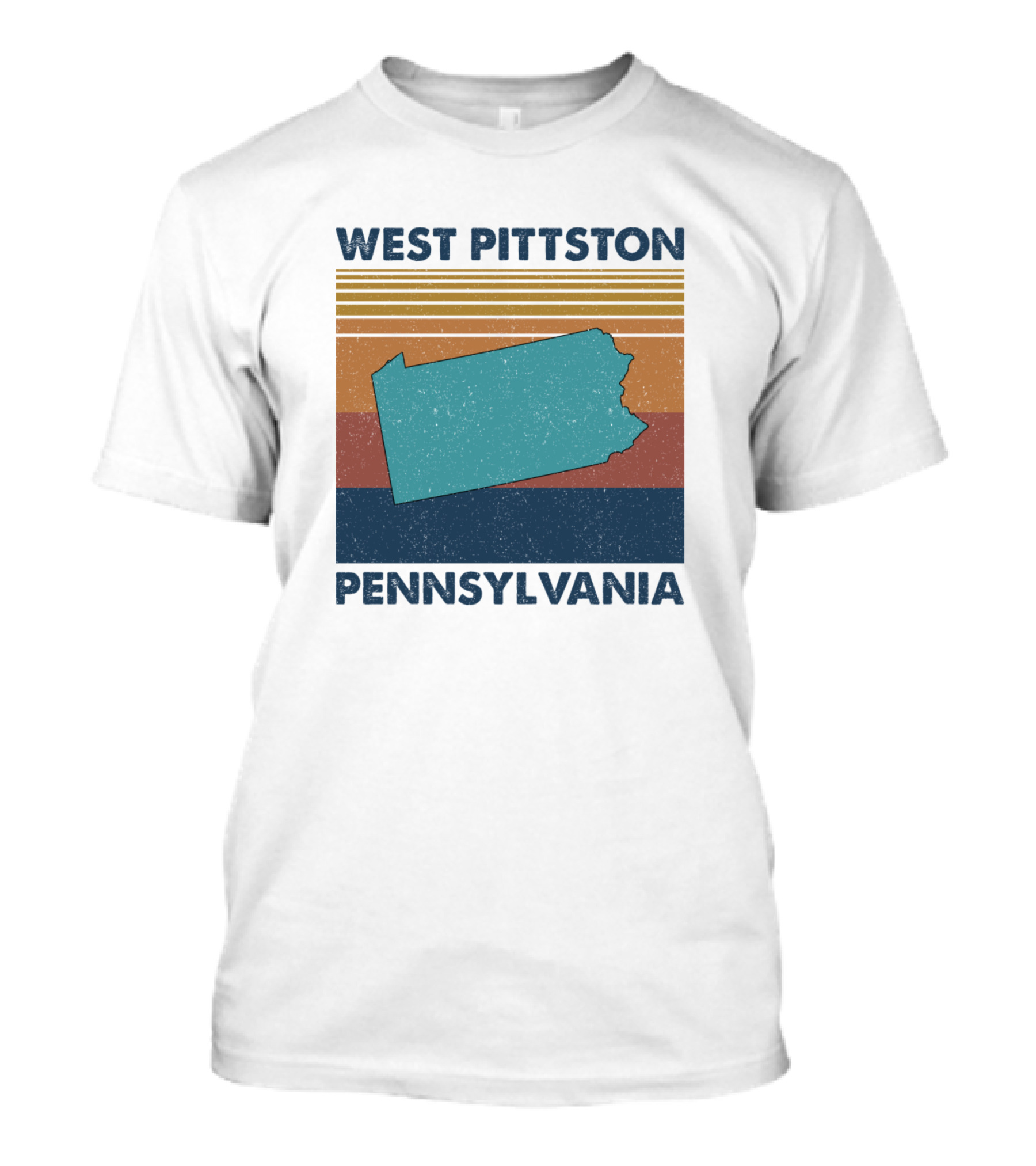 West Pittston Pennsylvania Retro Stripes State Outline T-Shirt
