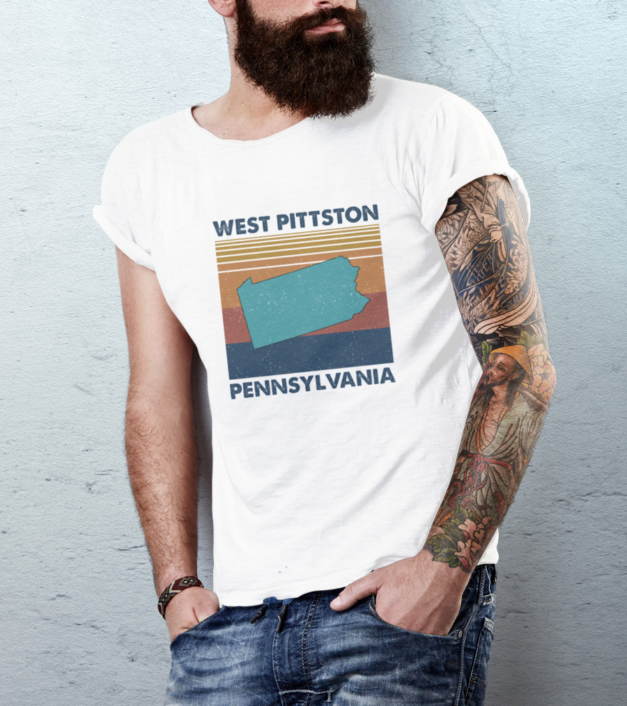 West Pittston Pennsylvania Retro Stripes State Outline T-Shirt