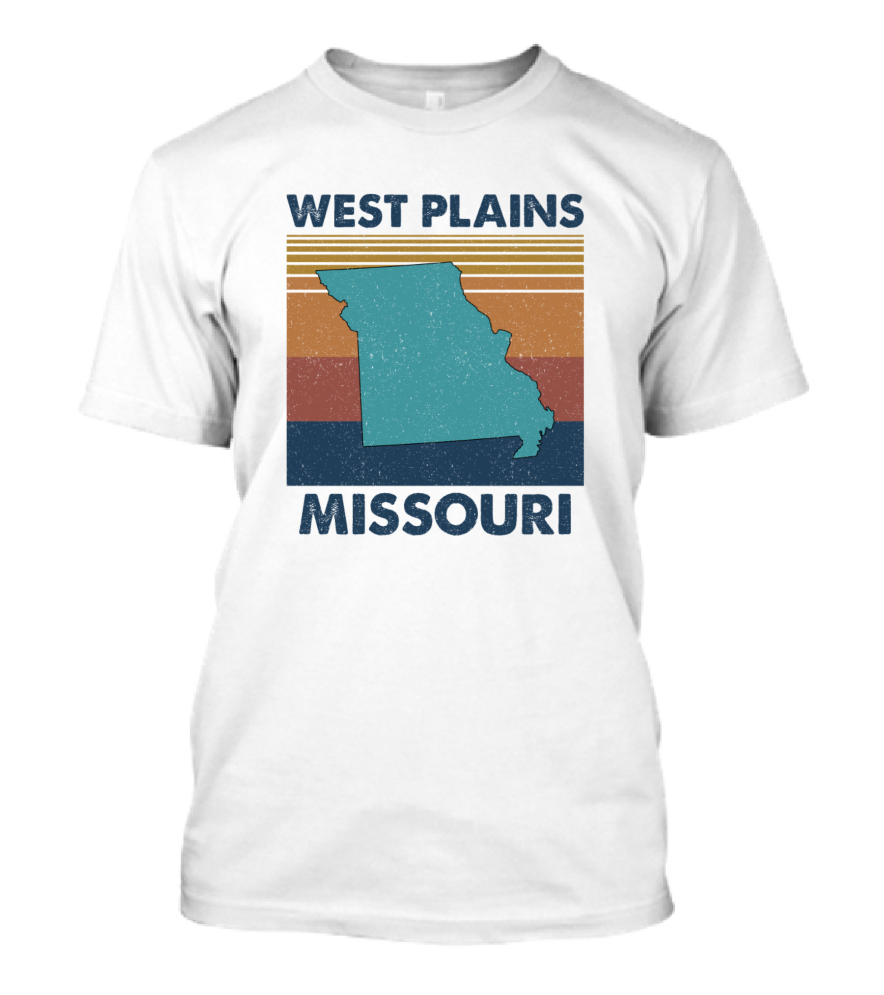 West Plains Missouri Retro Map Vintage Style Stripes T-Shirt