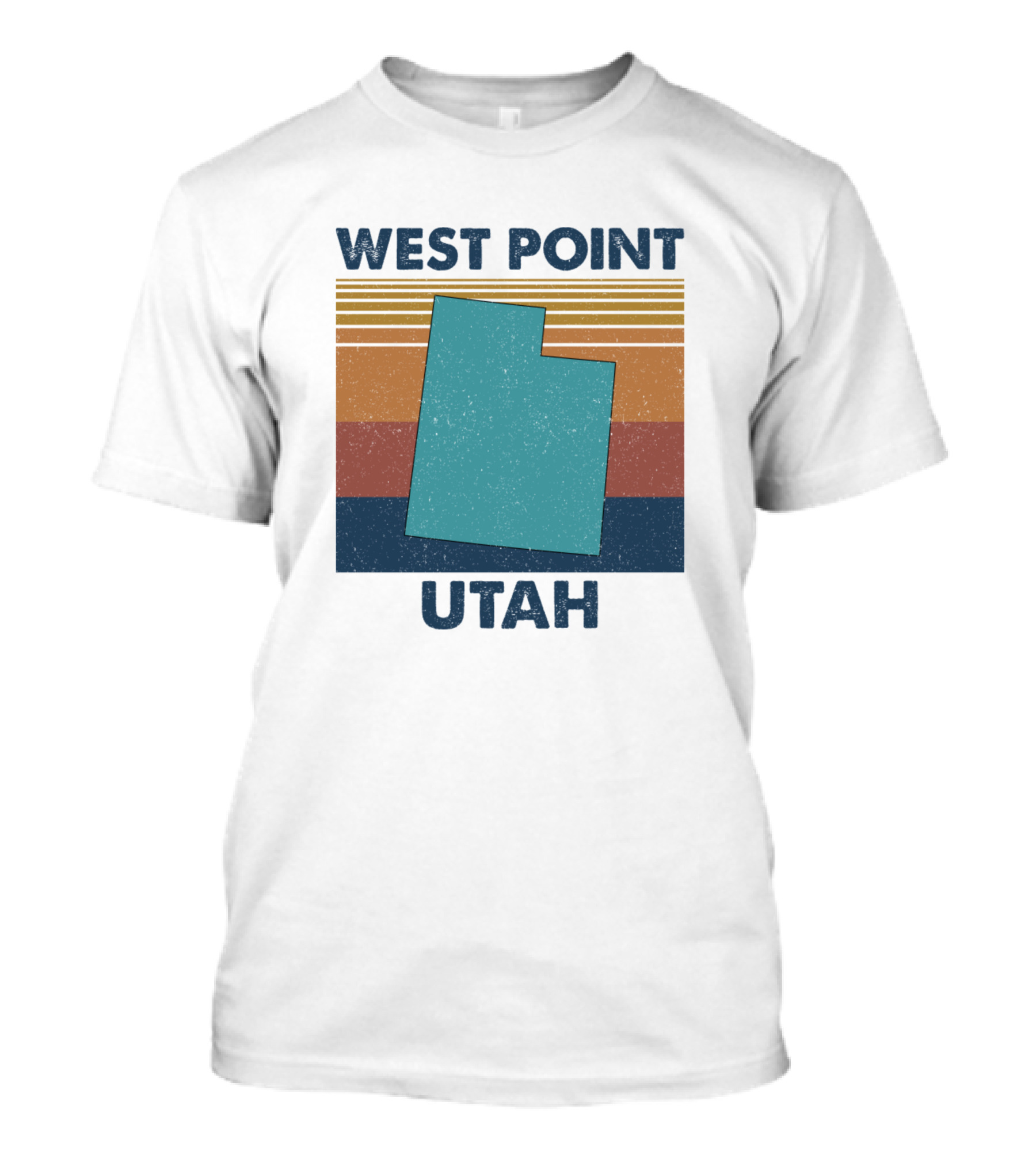 WEST POINT UTAH Retro Utah Map Vintage Stripes T-Shirt