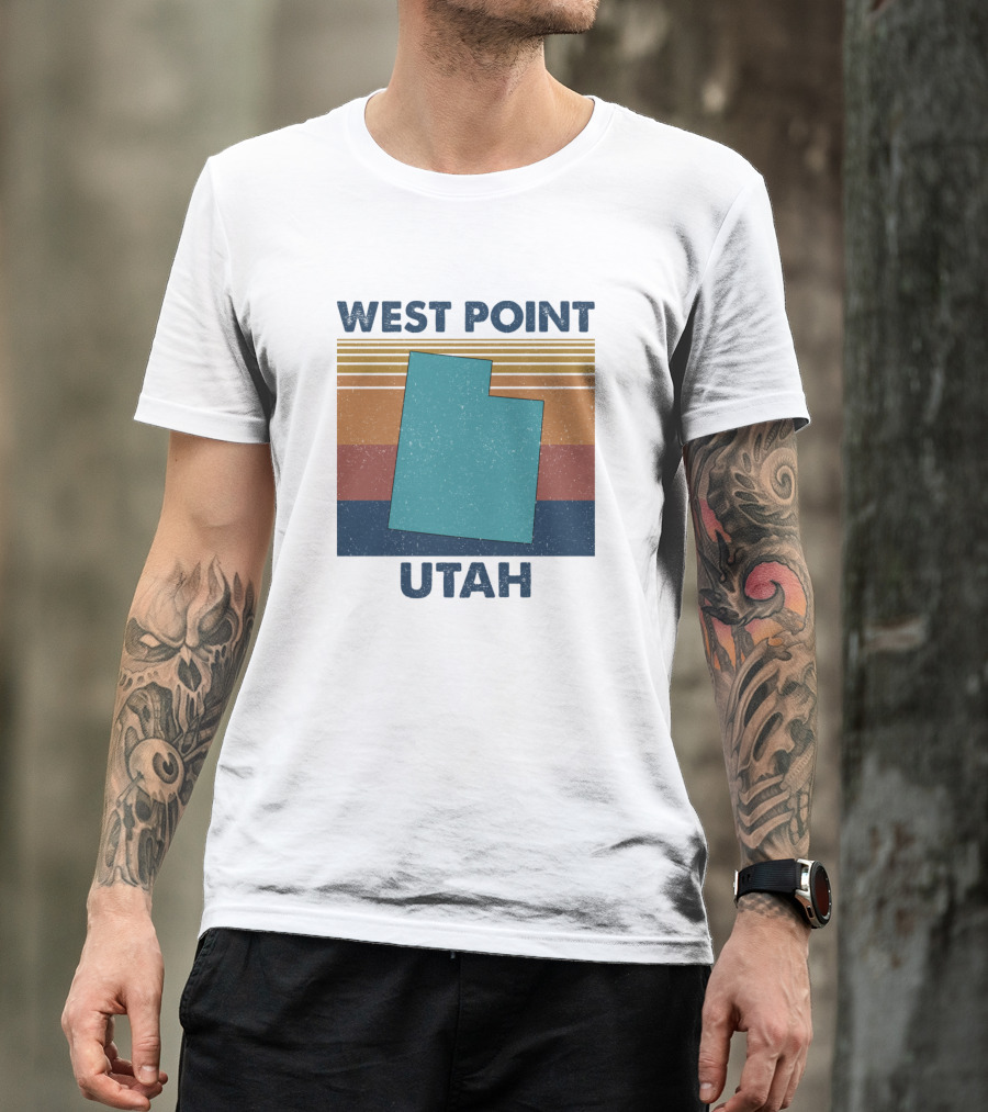 WEST POINT UTAH Retro Utah Map Vintage Stripes T-Shirt