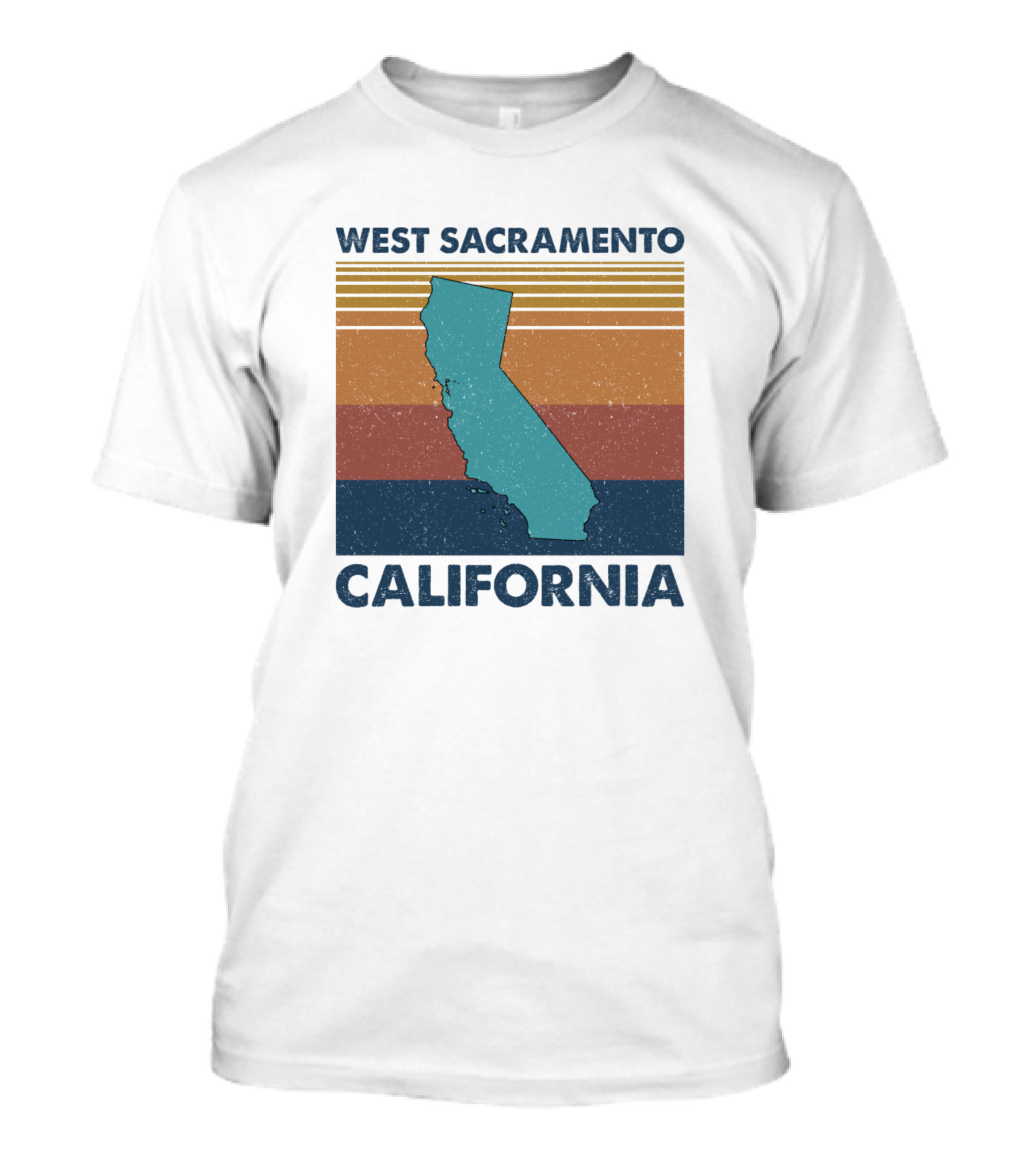 West Sacramento California Vintage Map With Stripes T-Shirt