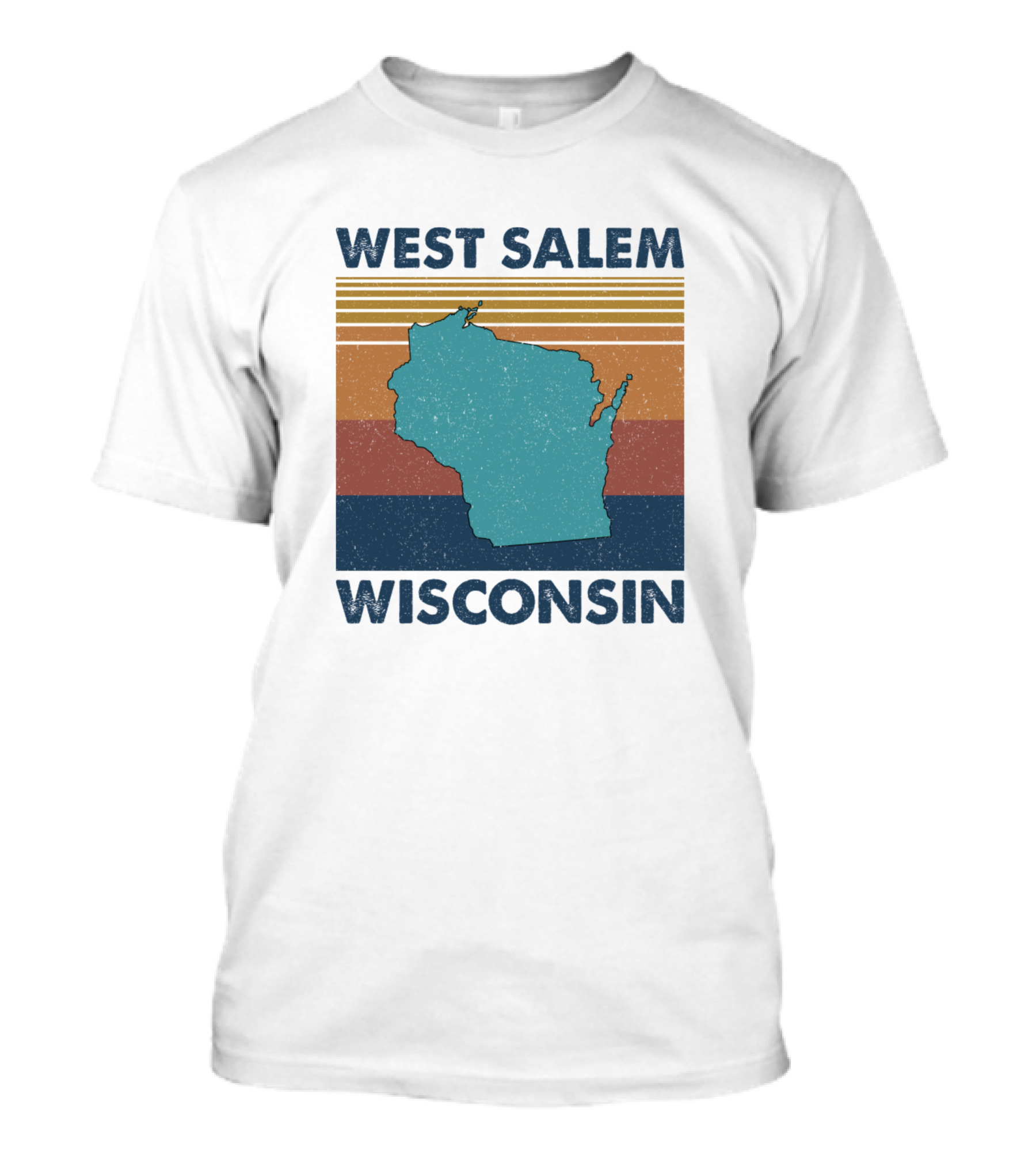 West Salem Wisconsin Retro Vintage State Map T-Shirt