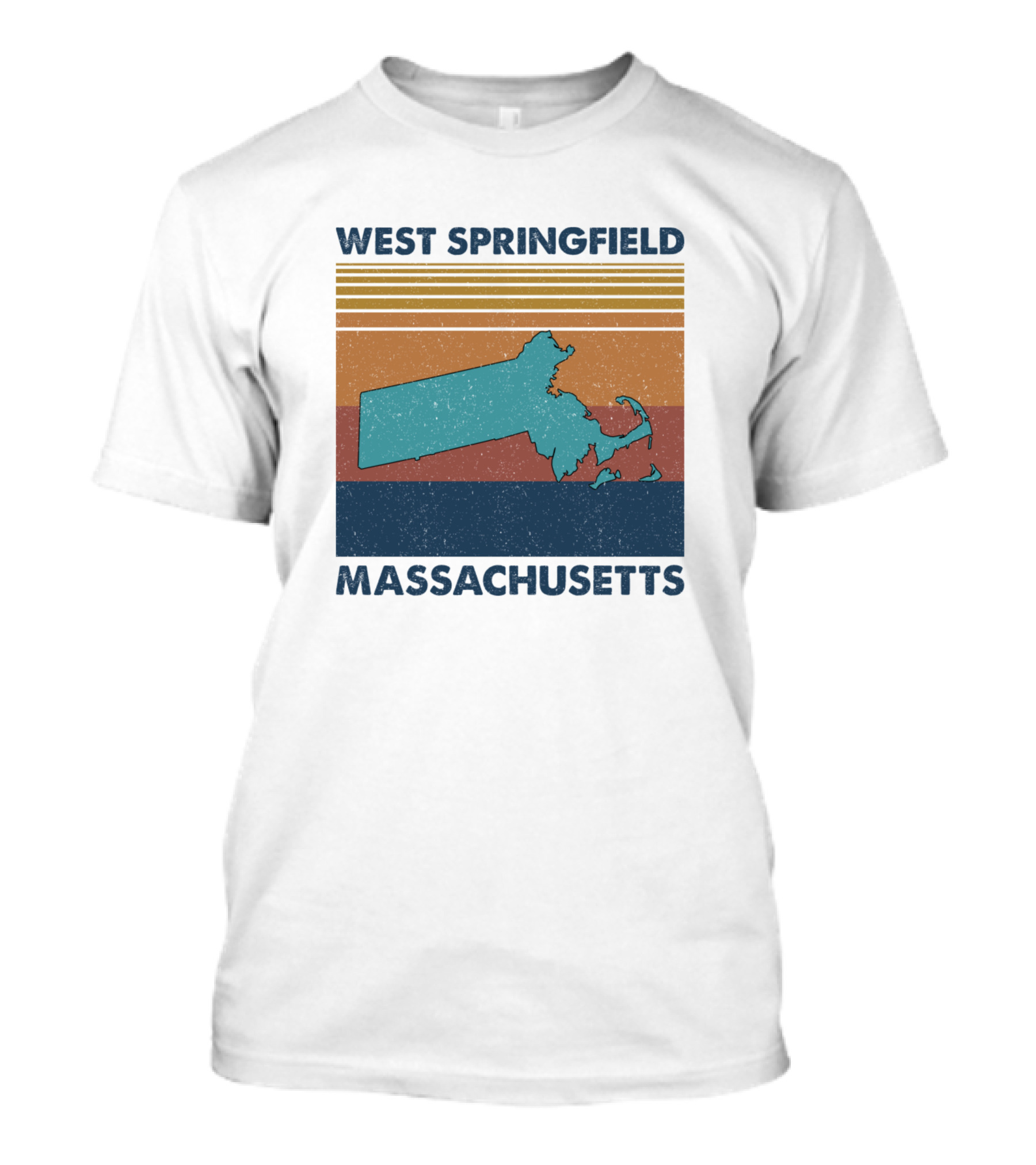 West Springfield Massachusetts Vintage Map Stripes T-Shirt