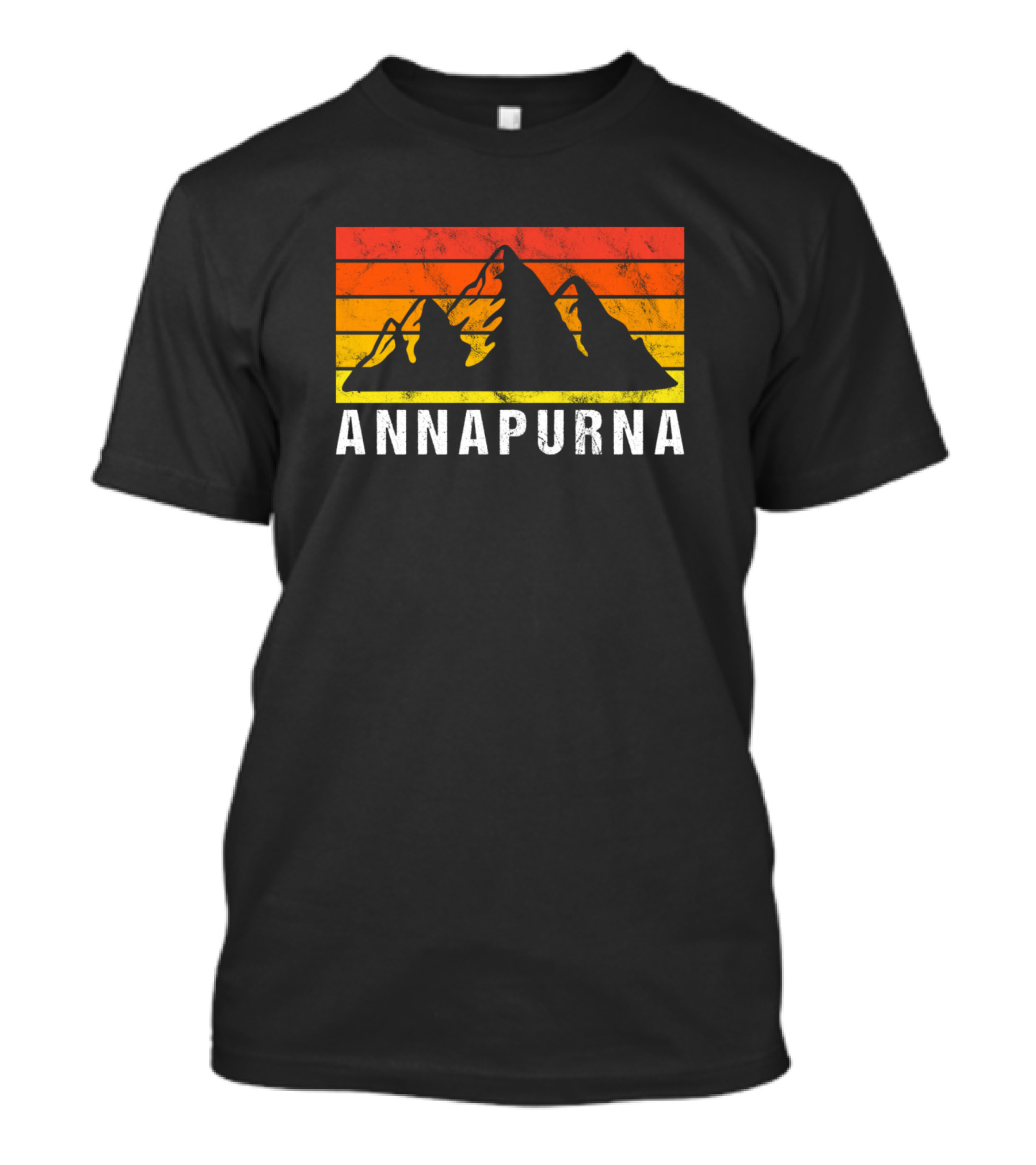 Annapurna Mountain Retro Sunset Silhouette Adventure T-Shirt