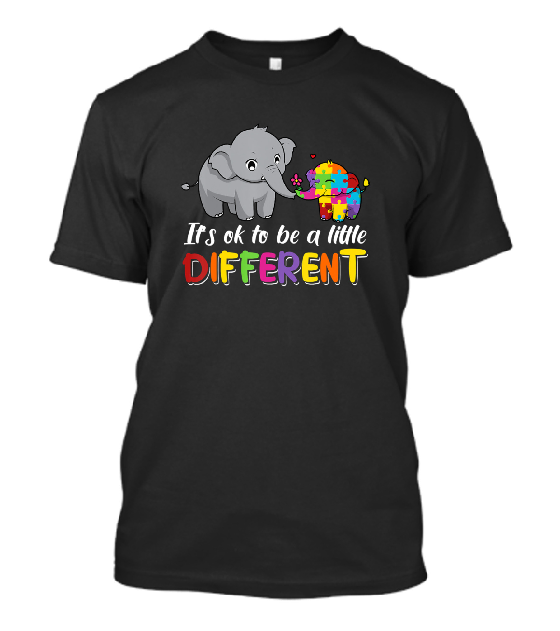 It's Ok To Be A Little Different Autism Elephant Love Puzzle Pieces Autism Awareness T-Shirt