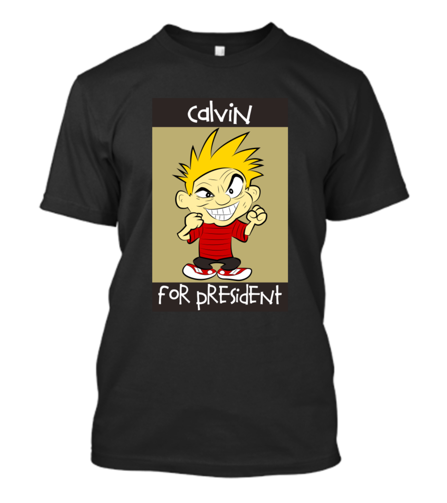Calvin Cartoon Character With Mischievous Grin For President T-Shirt