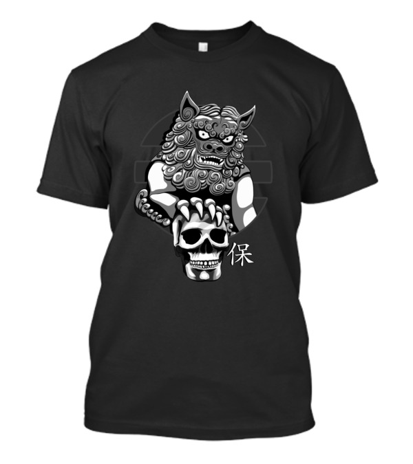 Chinese Mythical Lion Guardian With Skull T-Shirt