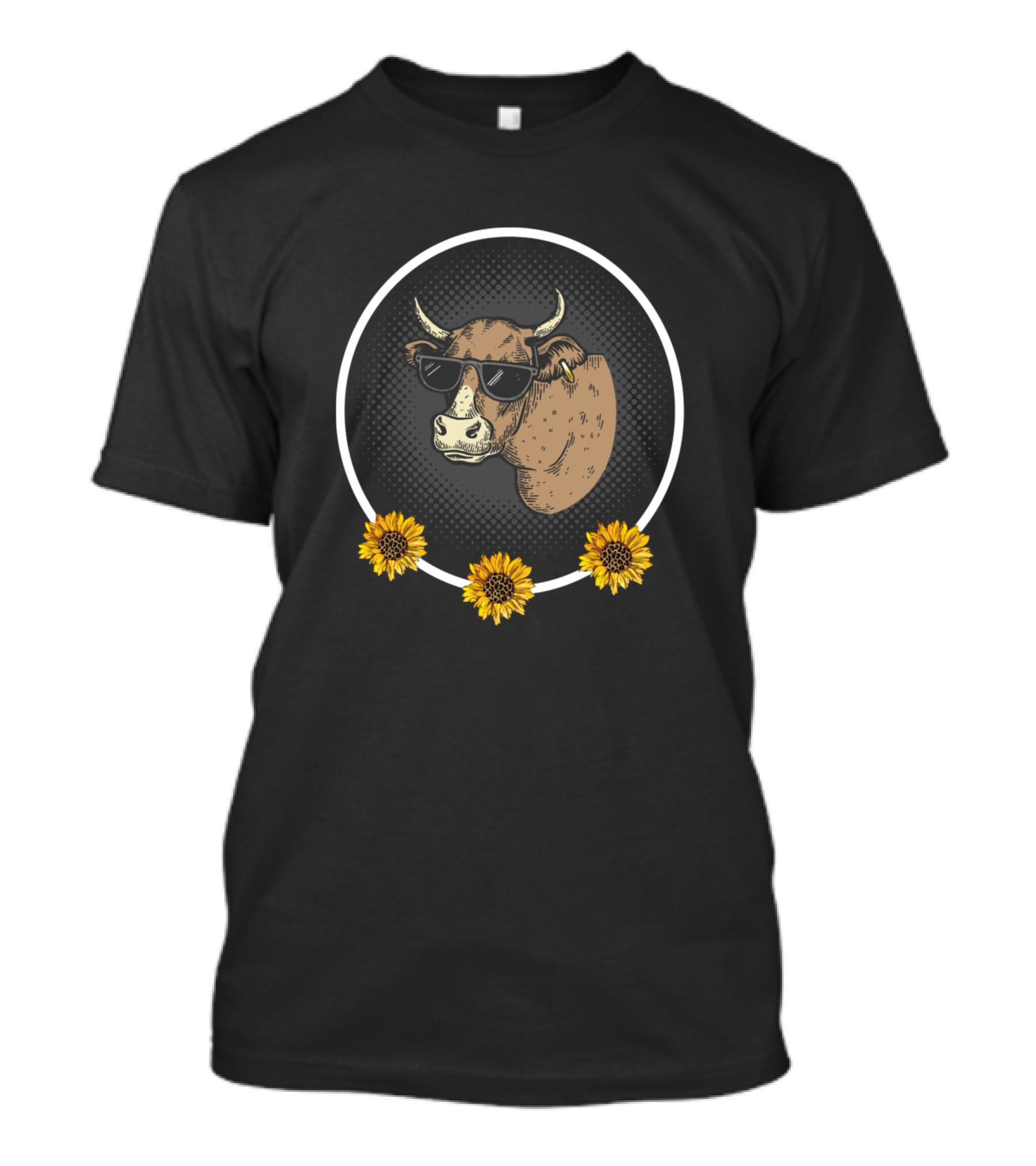 Cow Sunglasses Sunflower Circle Farmer Beef 380 T-Shirt