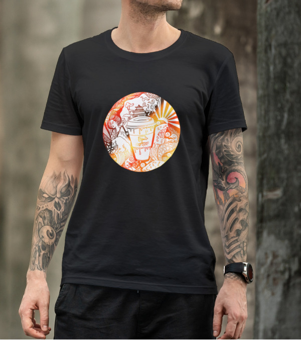 Gold And White Coffee Sunrise Japan T-Shirt