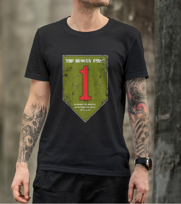 The Bloody First 1 No Mission Too Difficult No Sacrifice Too Great Duty First Grumpy Old 3Rd Armored Division Veteran Military T-Shirt