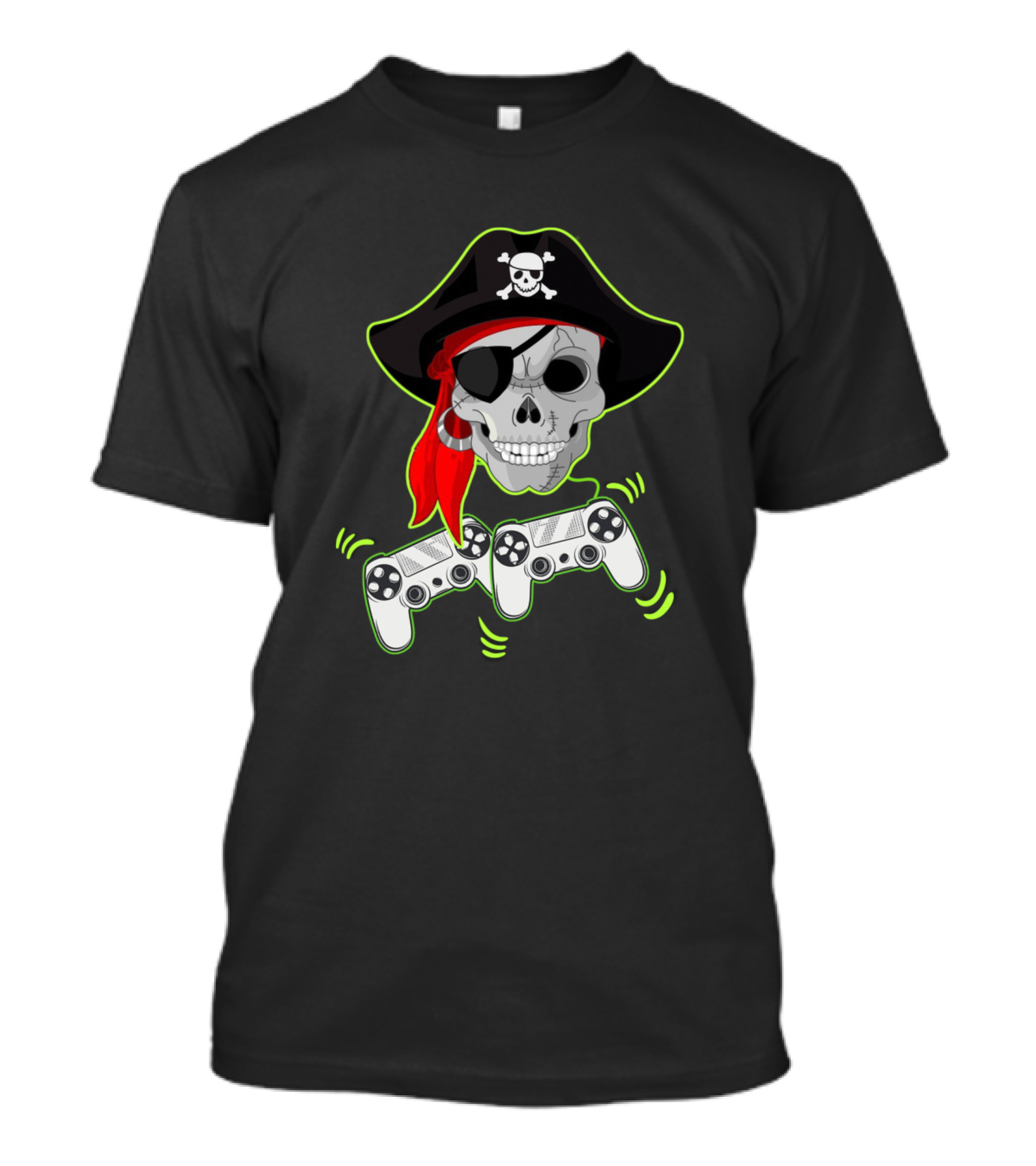 Pirate Skeleton Halloween Gamer Controllers Skull Hat T-Shirt