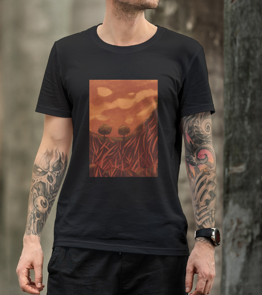 Hot Summer Sunset With Trees And Red Sky T-Shirt