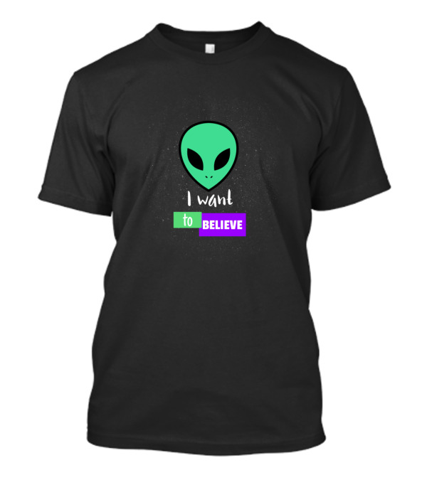I Want To Believe Alien Head Green UFO Face T-Shirt