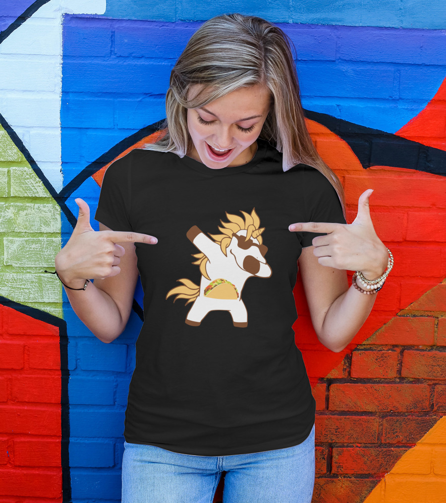 Taco Unicorn Dabbing Funny Cinco De Mayo T-Shirt