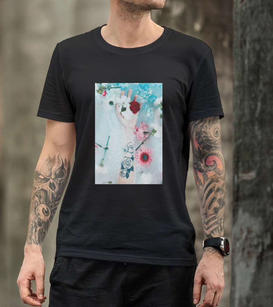 Tattoo Arm With Roses In Milk Bath With Flowers T-Shirt