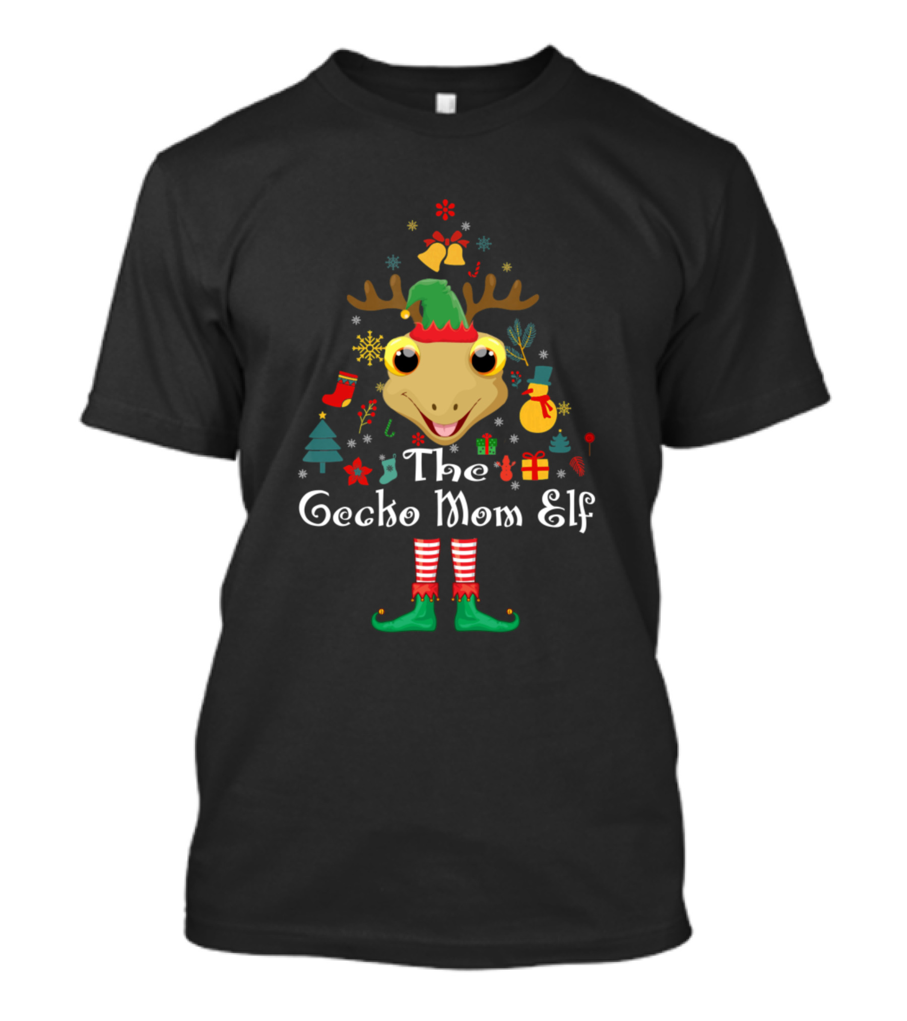 The Gecko Mom Elf Christmas Tree Creature T-Shirt